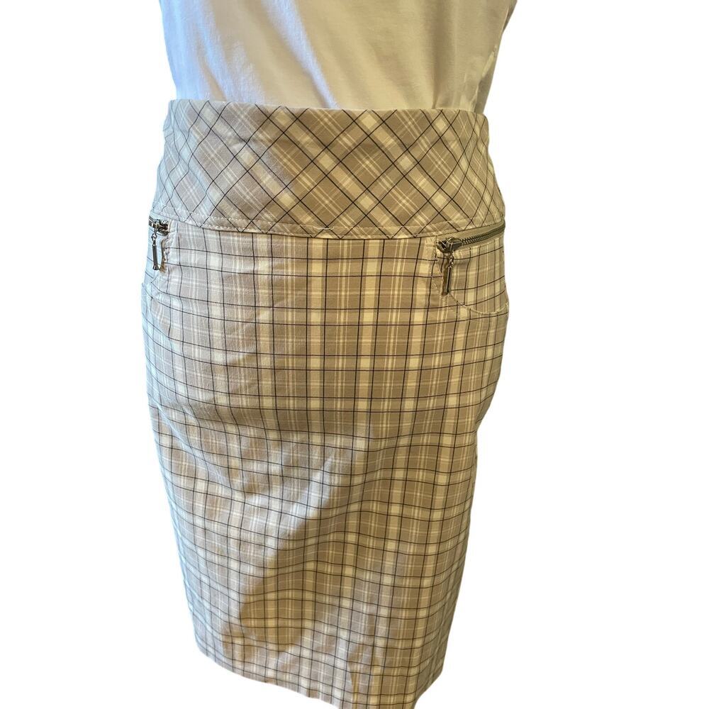 Joe B By Joe Benbasset Plaid Pencil Skirt Side Zip Pockets Stretchy Women Medium - Picture 6 of 12